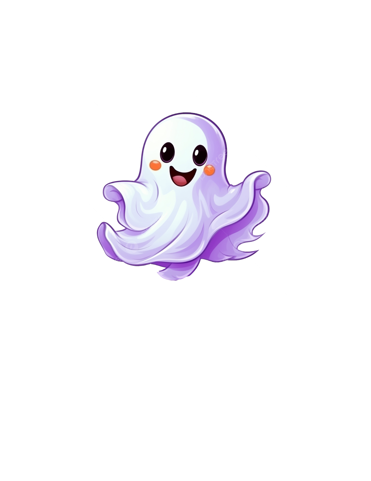 Image of clipart happy ghost; floating.